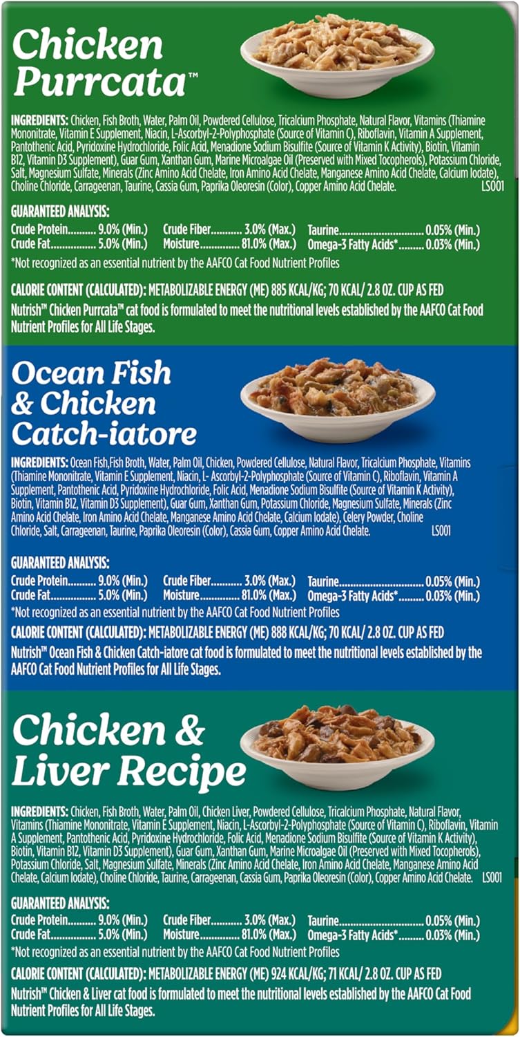 Nutrish Chicken Lover's Wet Cat Food Variety Pack, 2.8 oz Cup