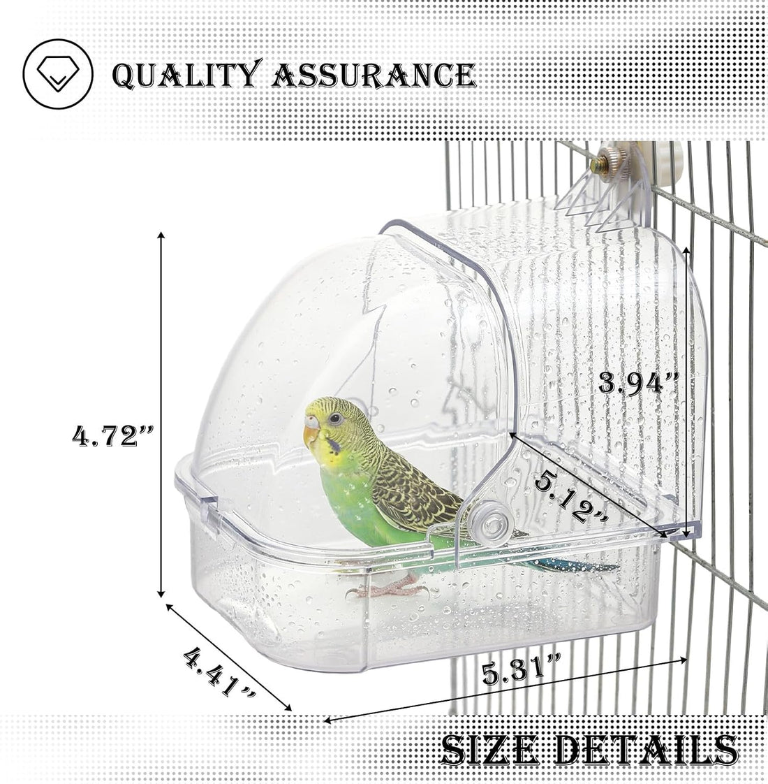 Bird Bath for Cage Hanging Bird Bathtub with Detachable Drawer