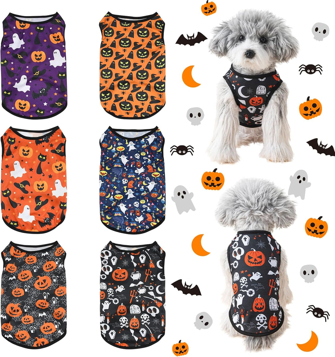 6 Pack Halloween Dog Clothes for Small Dogs