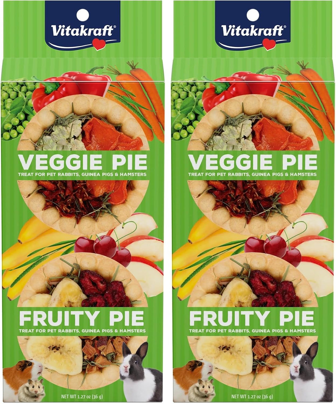 Vitakraft Veggie & Fruity Pie Treat for Pet Rabbits, Guinea Pigs