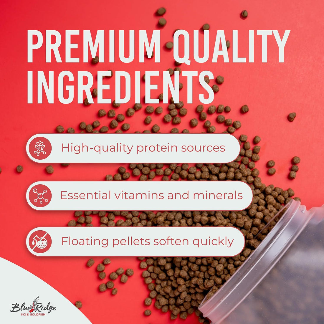 Blue Ridge Koi Platinum Pro 41% Protein Fish Food, 3/16" Pellets