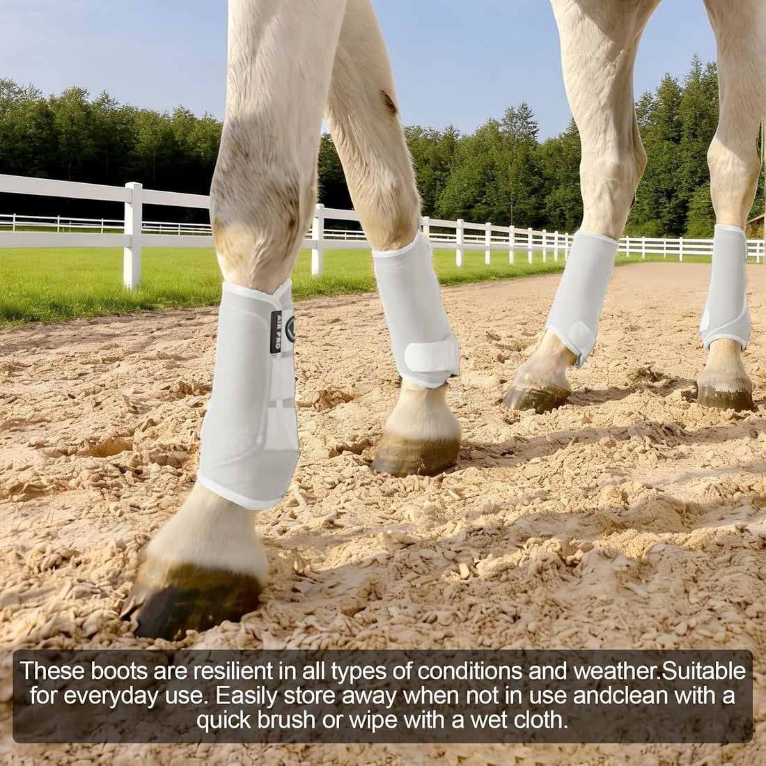 2 Pair Splint Boots for Horses Outdoor Sports(White, Large)