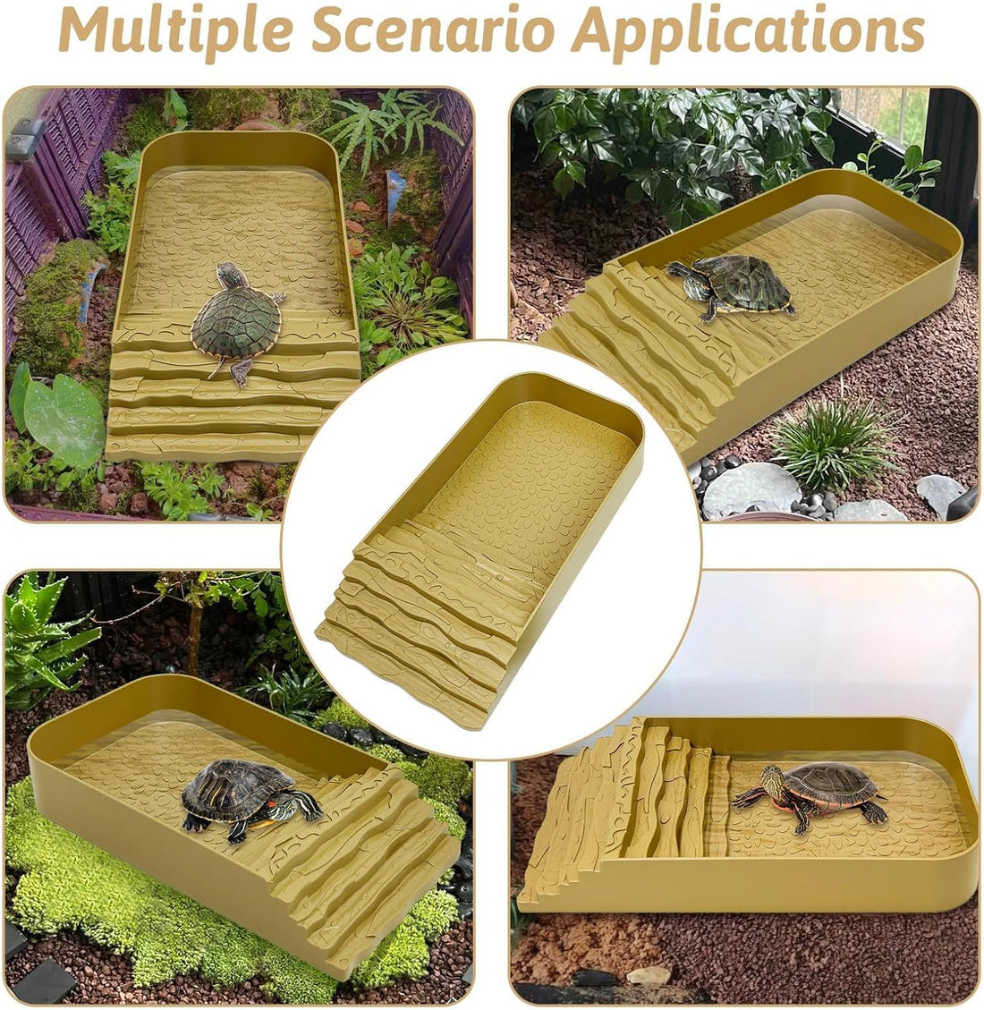 PINVNBY Reptile Bathing Pool Plastic Tortoise Food Dish with Ramp