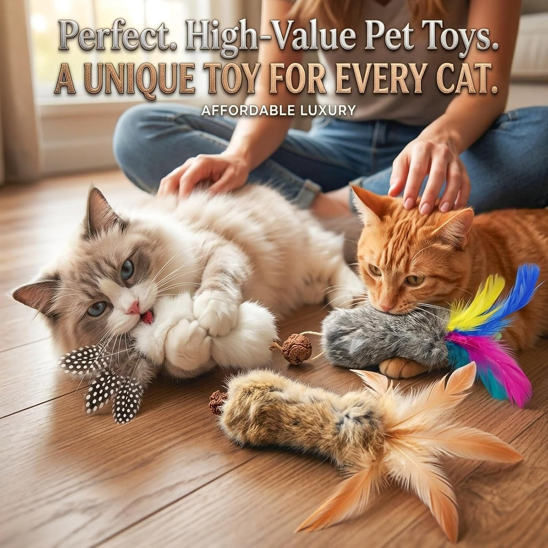 Cat Toy Rabbit Fur Feather 3pcs Gall Fruit Treat Kitten Kick Indoor