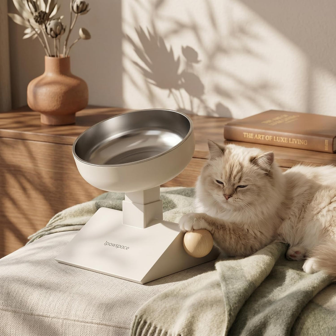 Adjustable Elevated Cat Bowl, 304 Stainless Steel Bowl, 18oz