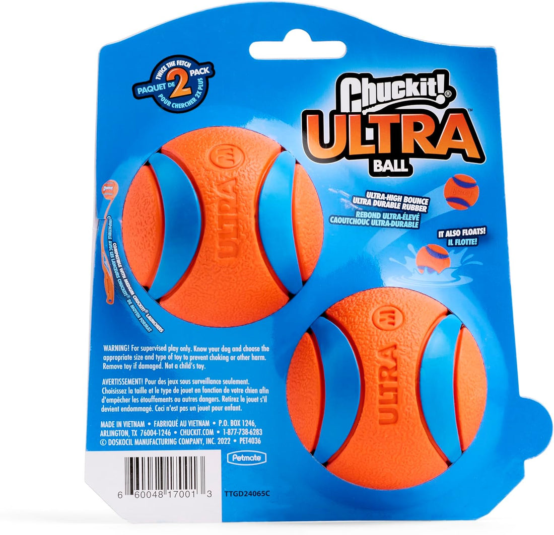 Chuckit! Ultra Rubber Dog Ball, Floating Fetch Toy, Medium 2.5-in