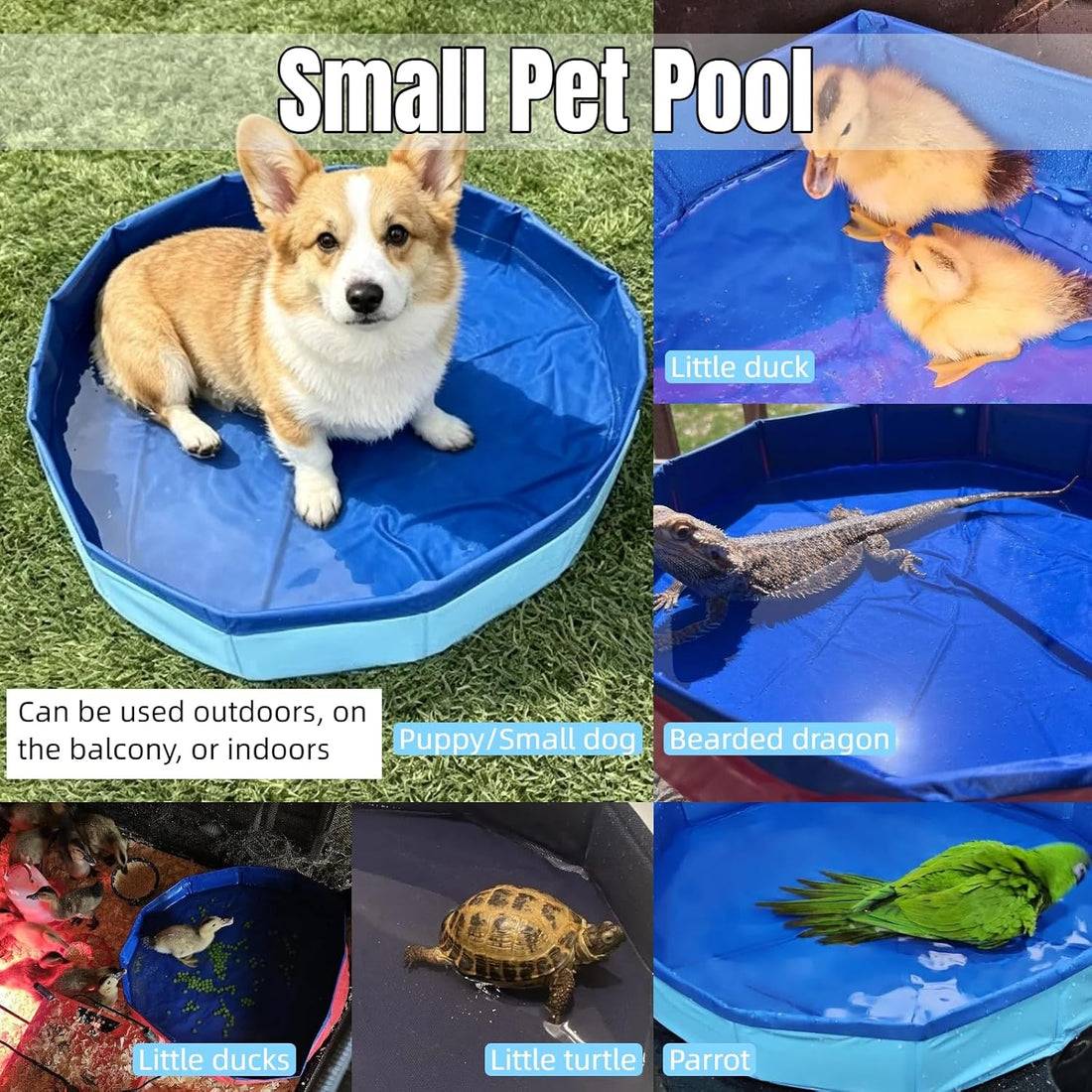 Foldable Dog Pool Blue Portable Small Pet Wading Pool