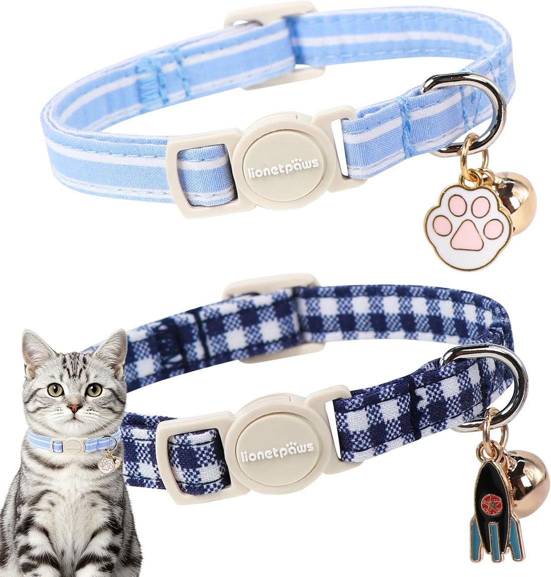 LIONET PAWS 2 Pack Breakaway Cat Collars