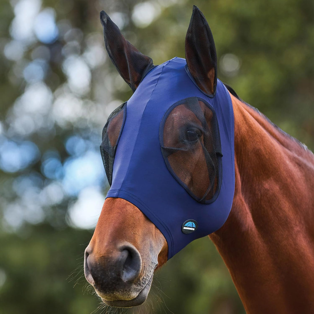 WeatherBeeta ComFiTec Stretch Fly Mask with Ears, Navy/Black, Large