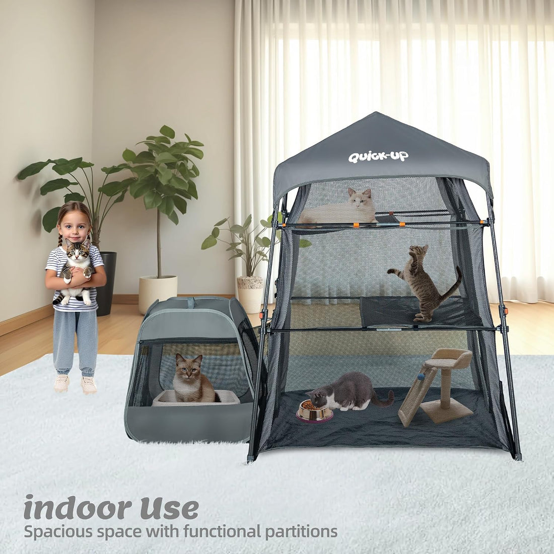3 in 1 Portable Cat Enclosures with Tunnel & Cat House