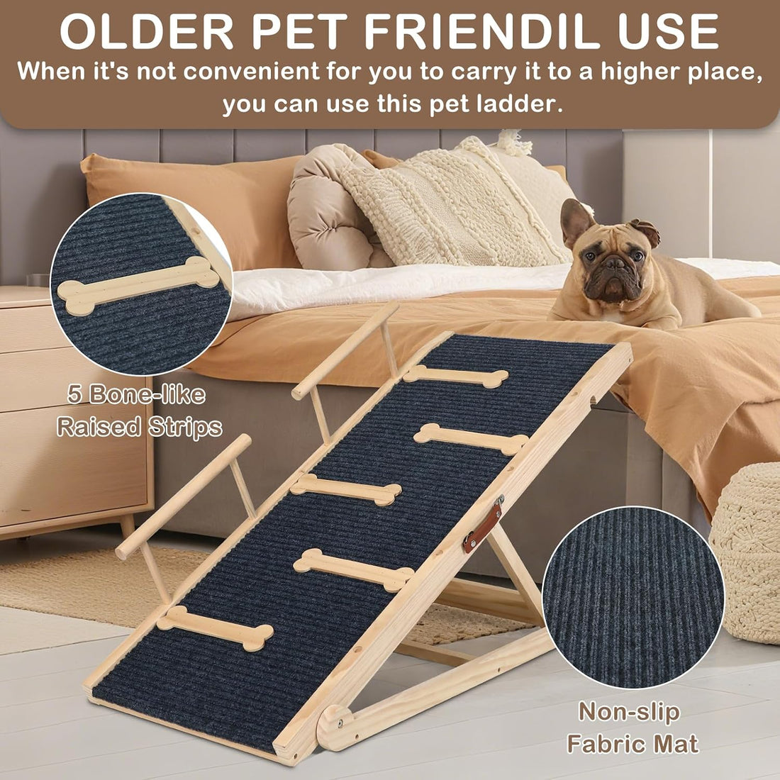 Dog Ramp for Bed, Ramp for Dogs to Get on Bed