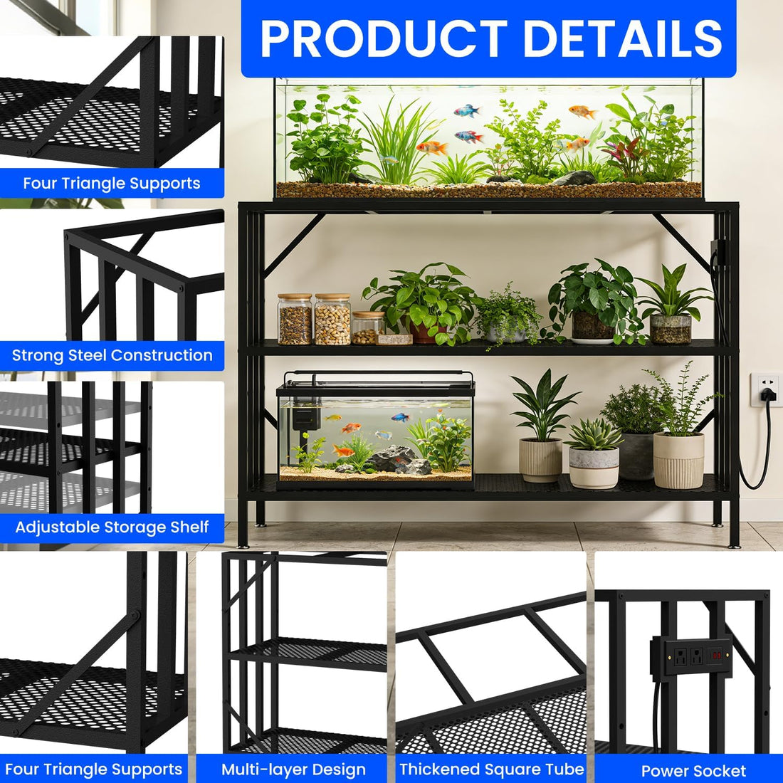 55-75 Gallon Aquarium Stand, 1000LBS Capacity Fish Tank Stand
