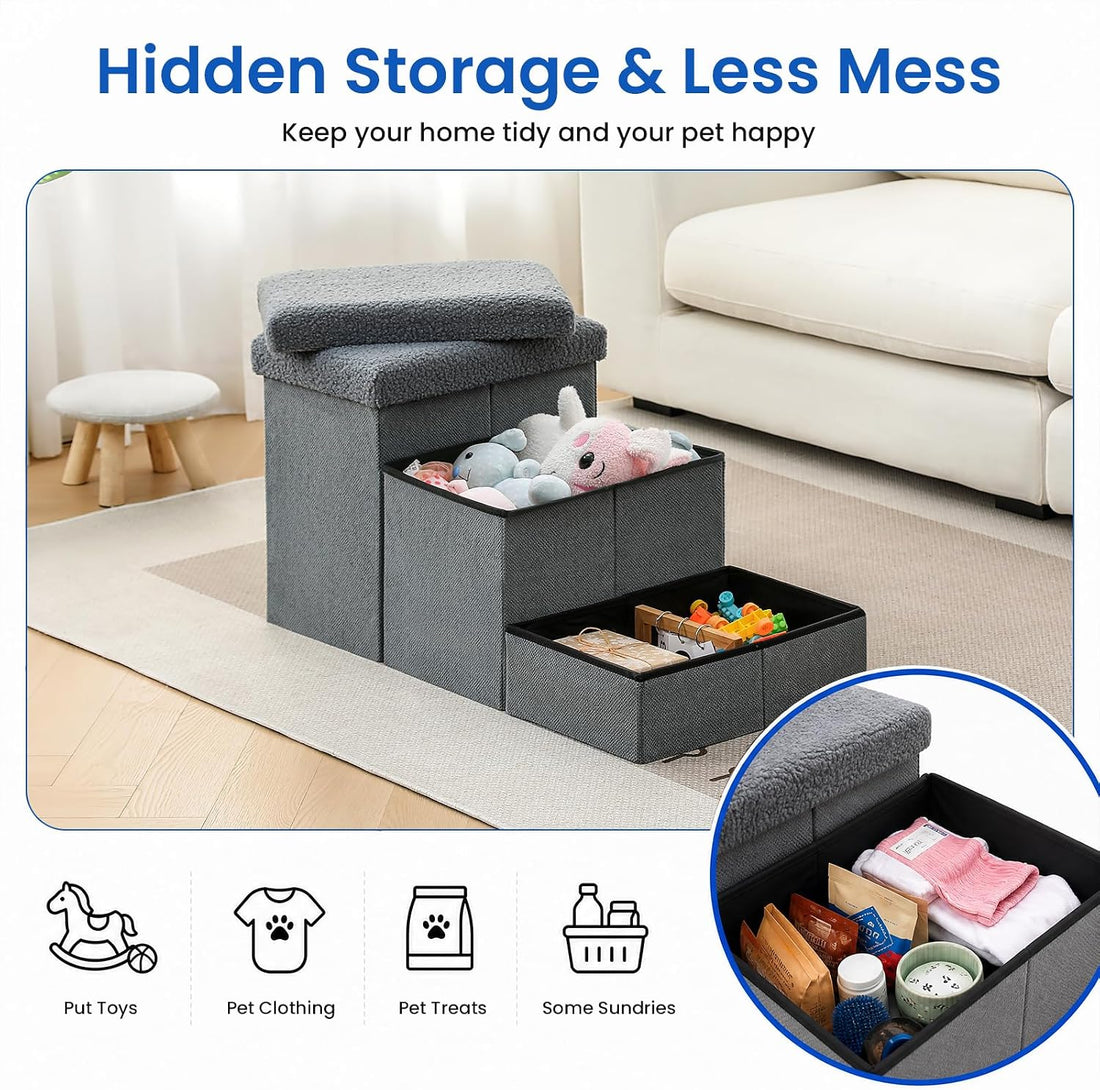 Wider Dog Steps for Bed, Foldable Dog Stairs for Small Large Dogs