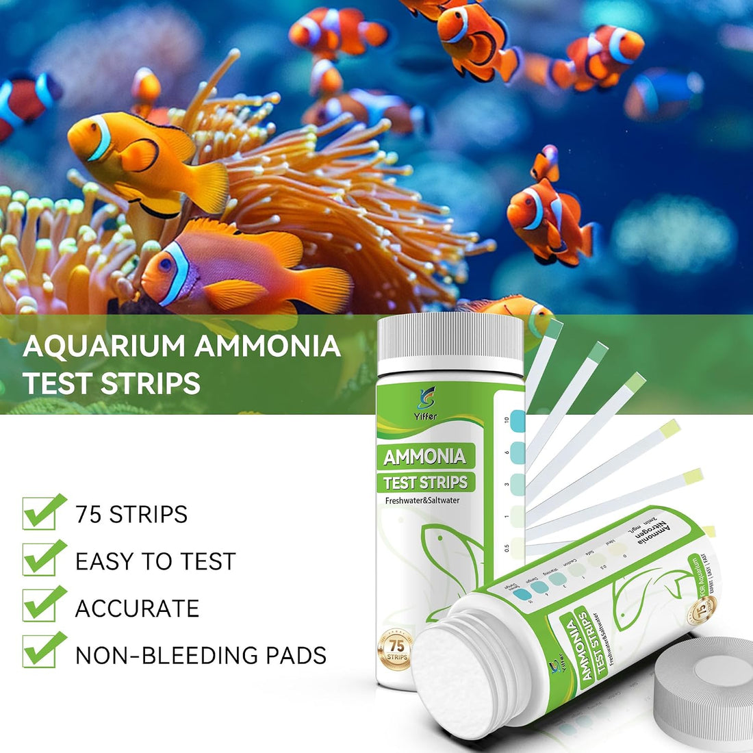 75-Count Ammonia Test Strips for Fish Tank