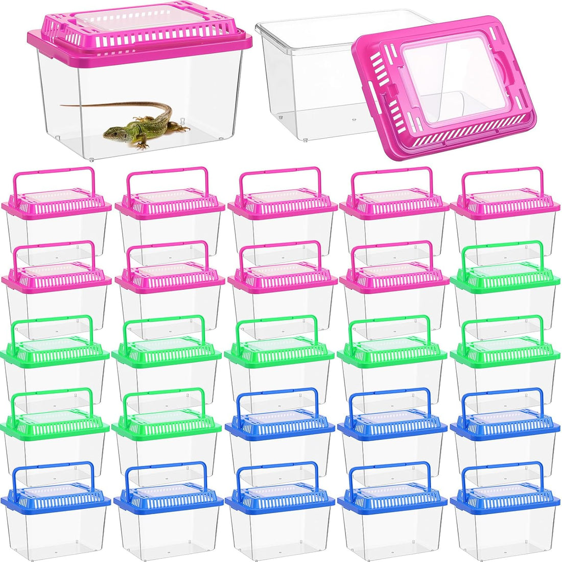 LemonRoad 15 Pcs Plastic Reptile Terrarium Carrier Cage