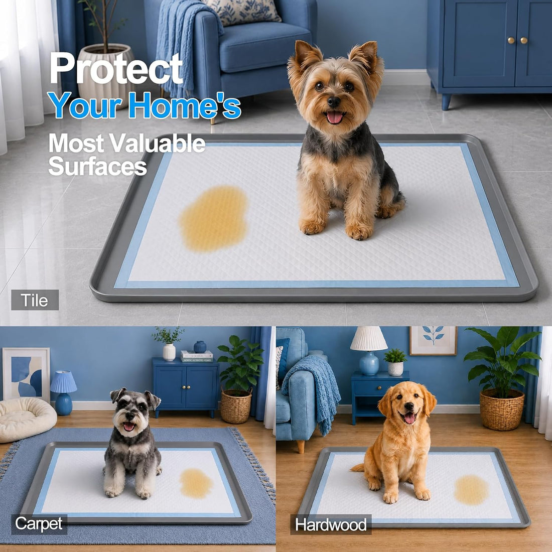 Dog Pee Pad Holder, Portable Leak-Proof Silicone Tray for Indoor