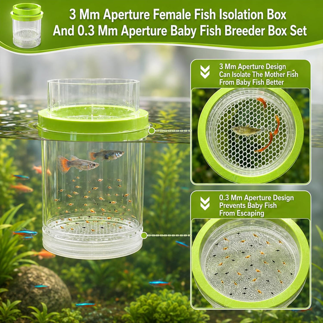 2-Piece Set Fish Breeder Box for Fish Tank Aquarium Breeding Box Large