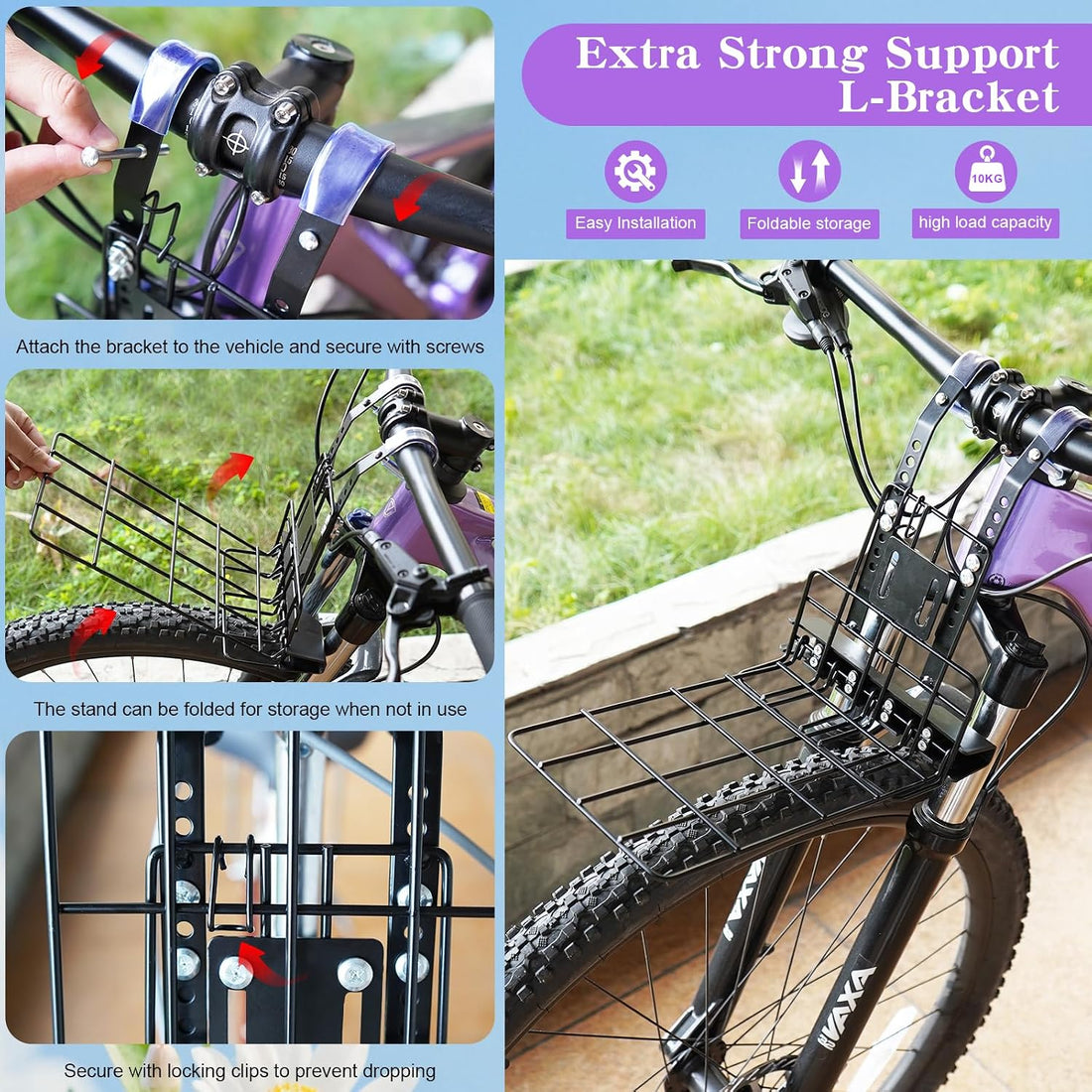 Pet Bike Basket with Secure Mounting Bracket for Small Dogs