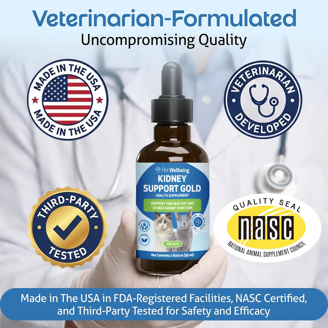 Pet Wellbeing Kidney Support Gold for Cats