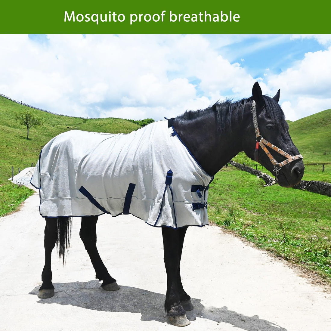 Horse Fly Sheet-Soft Mesh Summer Protection-Grey-66inch