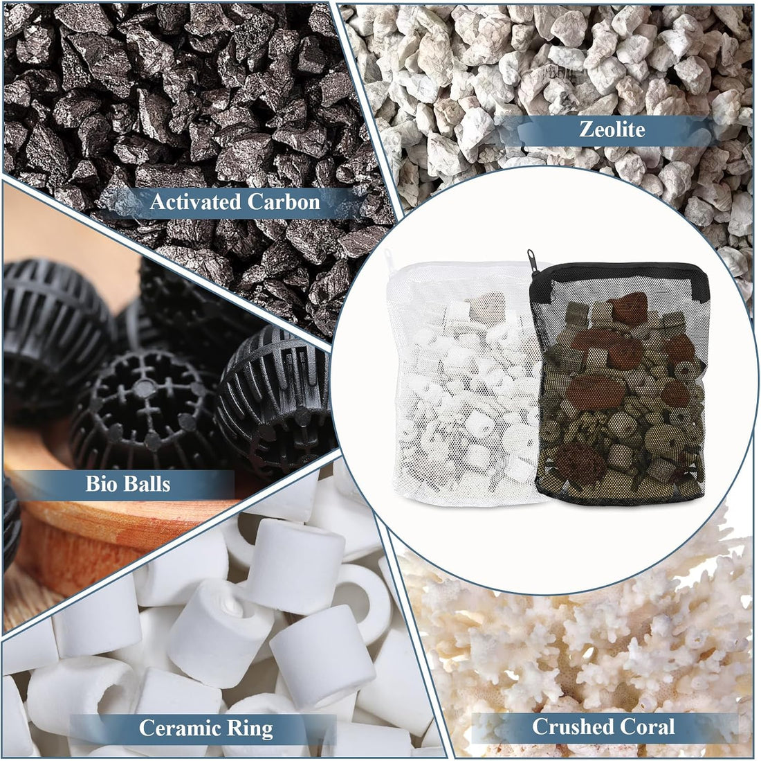 16 PCS Aquarium Filter Media Bags for Activated Carbon and Ceramic