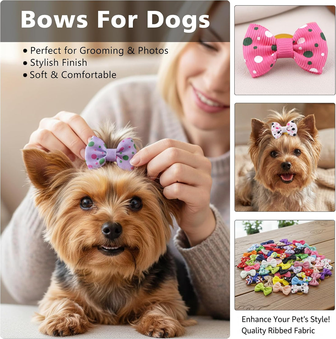 Puppy Hair Bows Small Dog Mini Rubber Bands Doggie Bowknot Pet