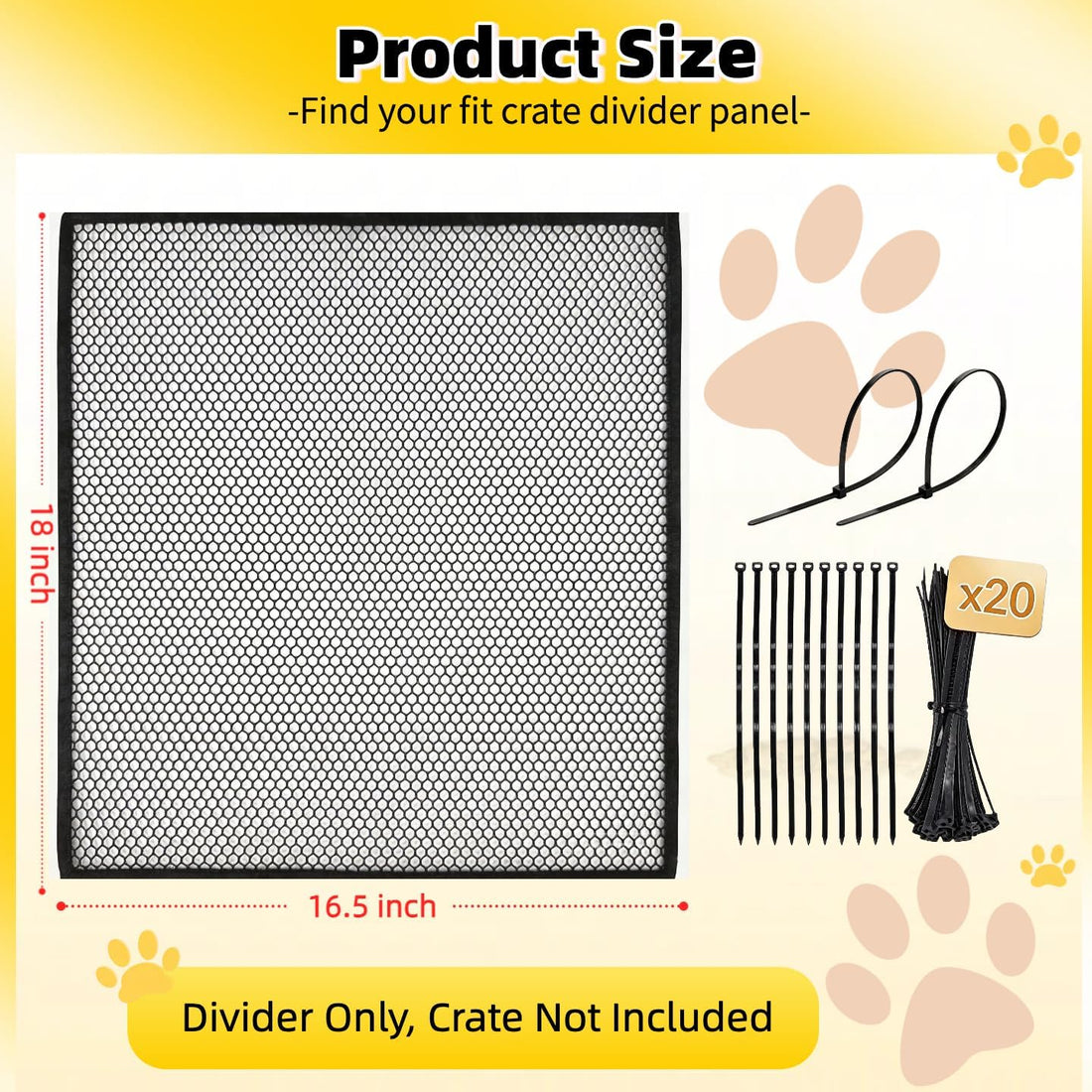 Thick Adjustable Dog Crate Divider for 36" Crate, 24"x22.5"