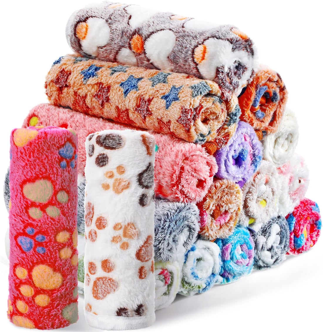 Chumia 18 Pcs Fleece Puppy Blanket for Dog Cat