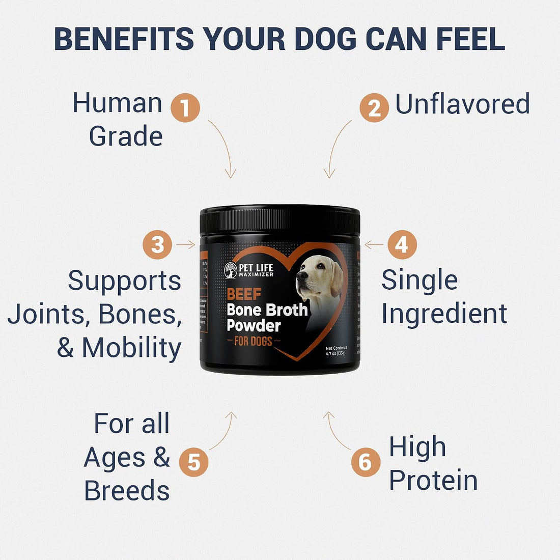 Beef Bone Broth for Dogs. High Protein Human Grade Food Topper