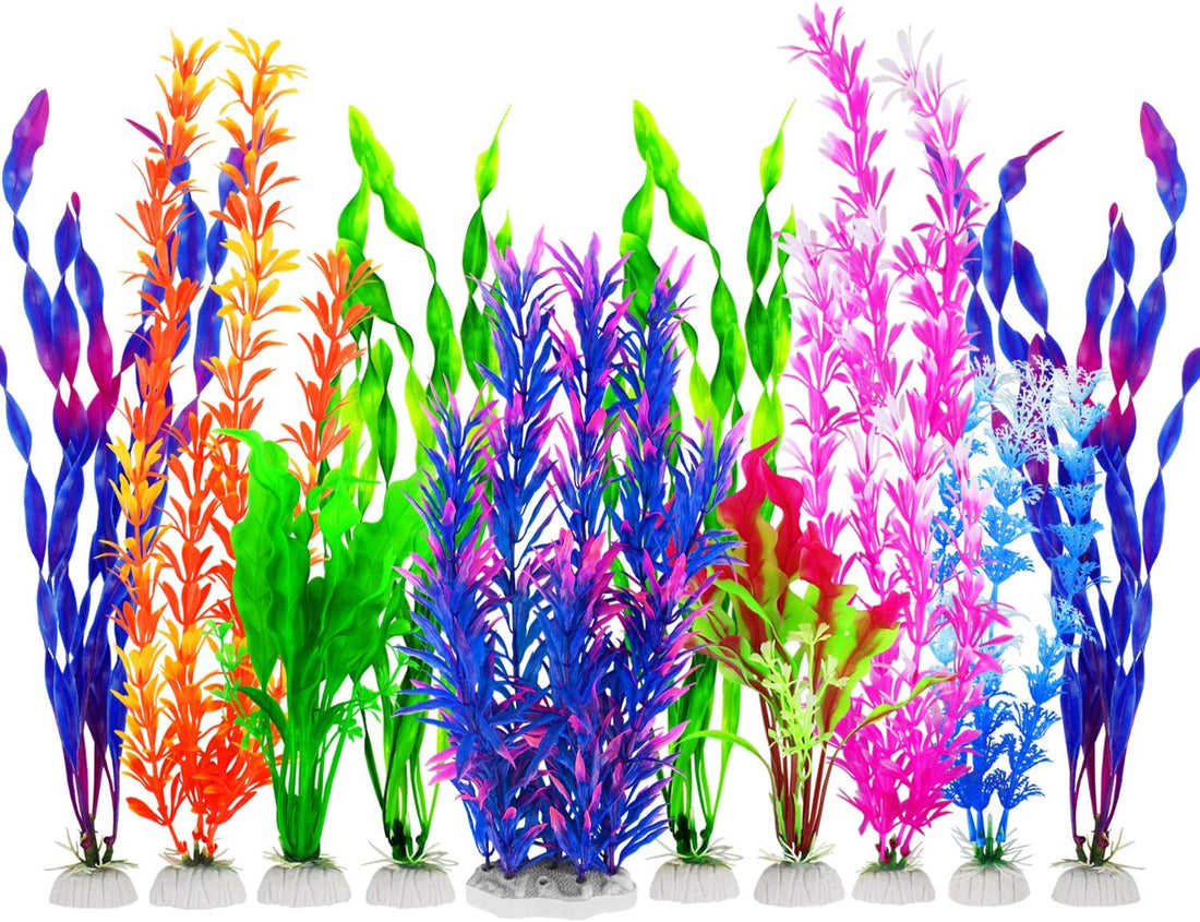 MyLifeUNIT Fish Tank Plants, 10 Pack Artificial Aquarium Plants