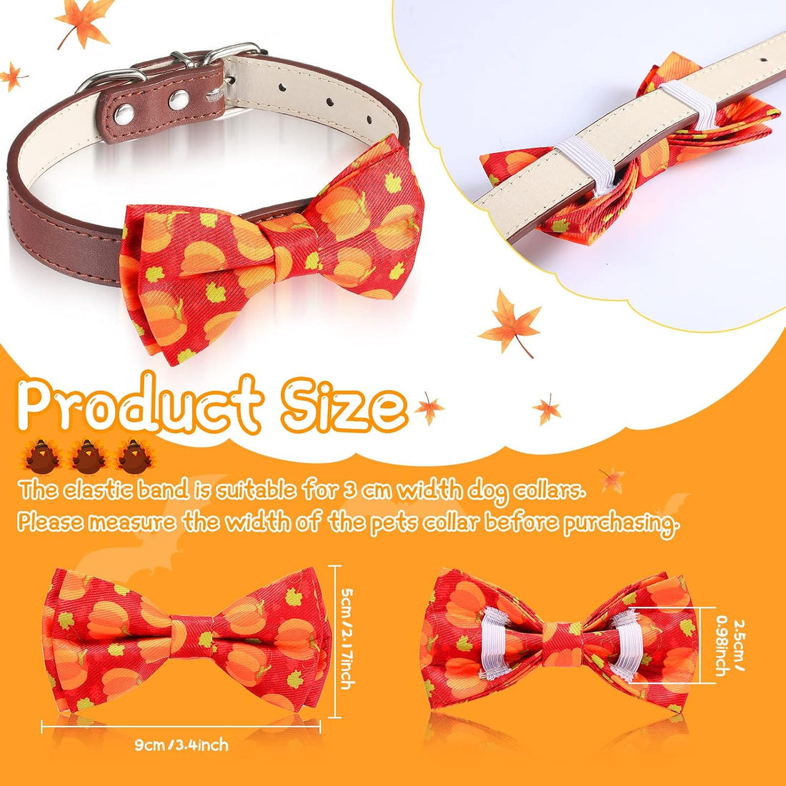 Sanwuta 16 Pcs Fall Dog Bow Ties Bulk, Autumn Bowties for Dogs