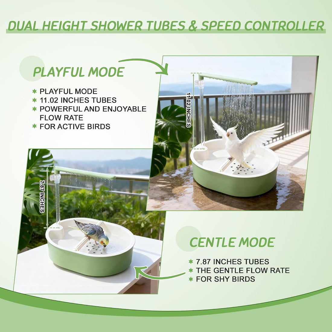 Automatic Parakeet Bird Bath, Fountain Birdbath with USB, 1 Set