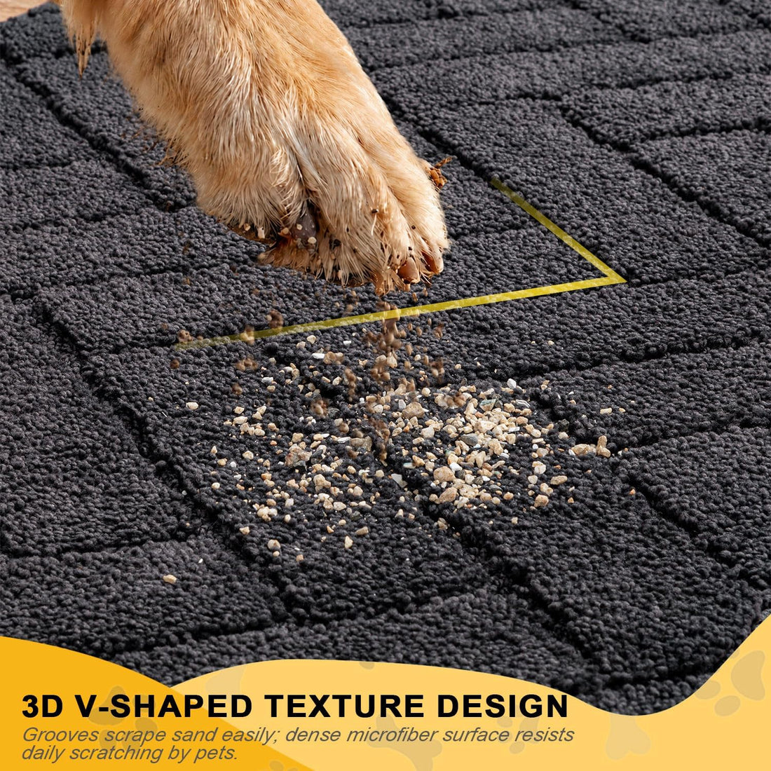 Tindbea Dog Door Mat for Mud Paws, Dirt Trapper Mud Mat, 24"x59"
