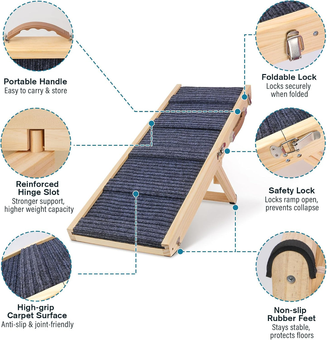 Dog Ramp for Bed, 24" H Adjustable Folding Ramp for Dogs to Get on Bed