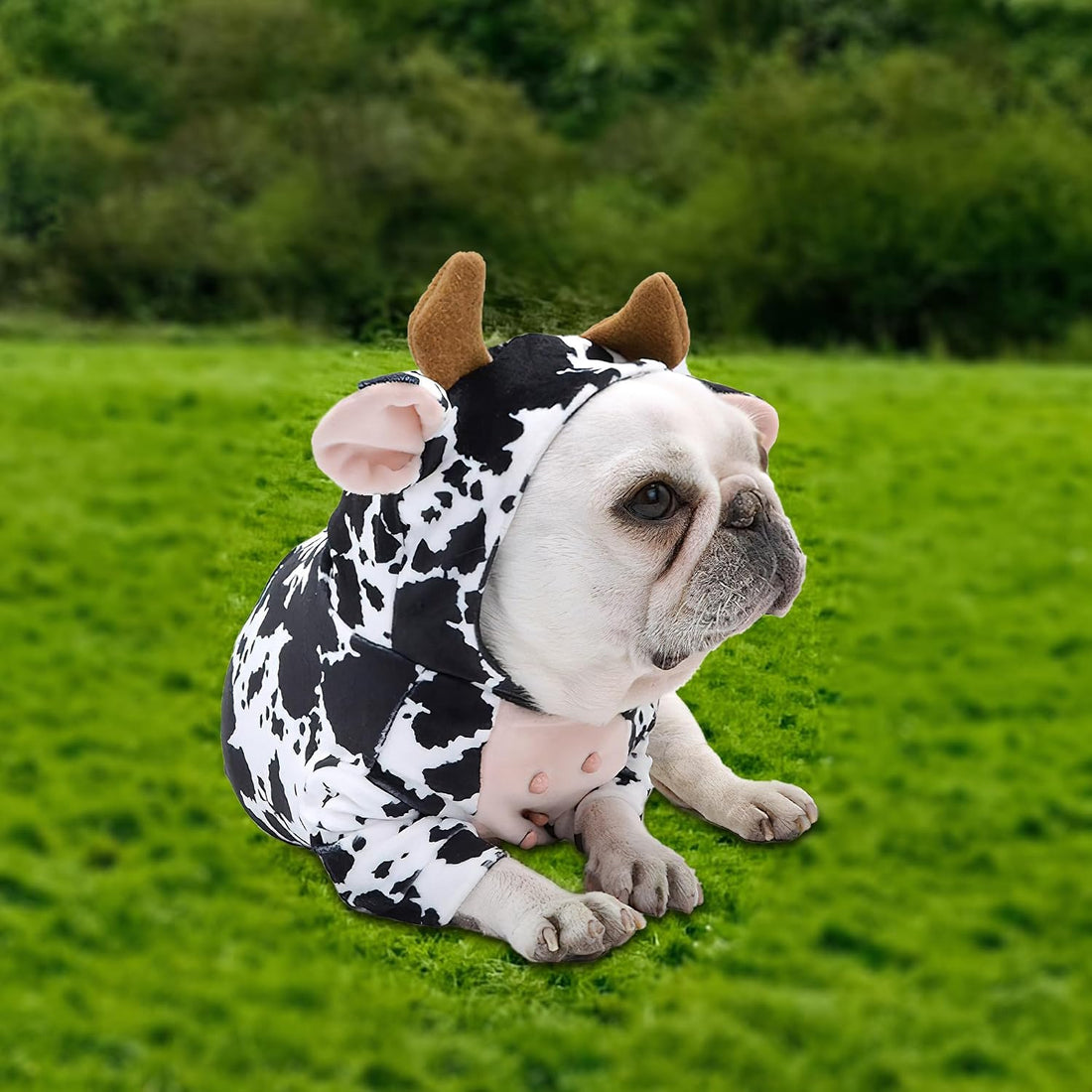 DELIFUR Dog Cow Costume for Halloween, Black and White
