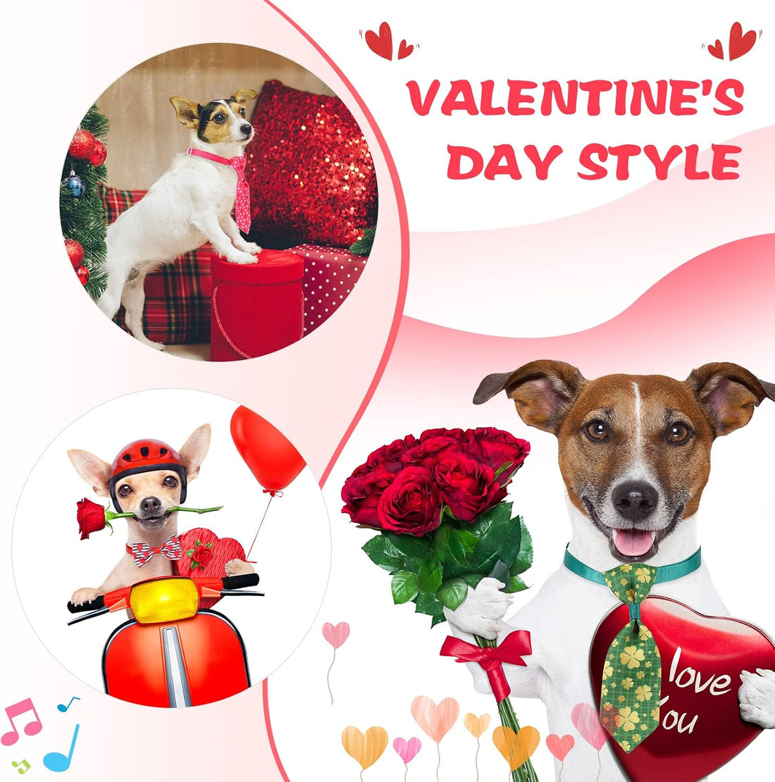 Chunful 100 Pcs Valentine's Dog Bow Ties St. Patrick's Day Dog