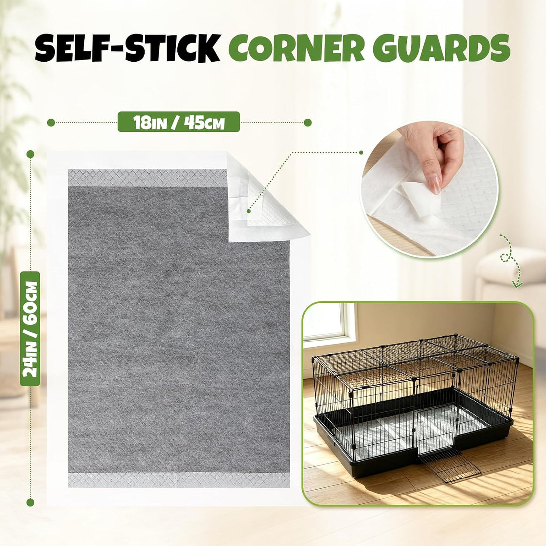 50 Pcs Disposable Guinea Pig Cage Liner Asorbent Potty Training Pee