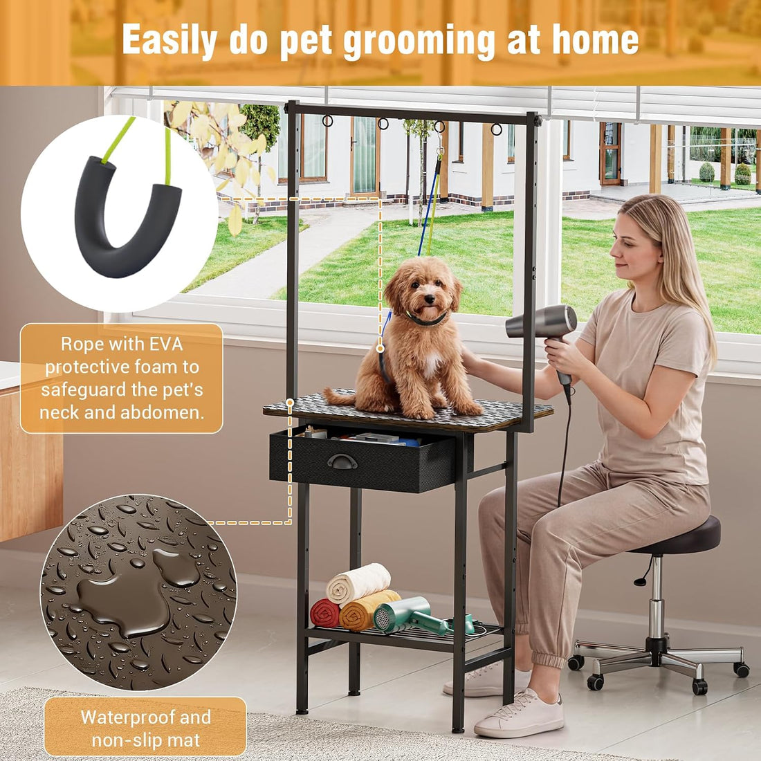Cutogxon 24" Adjustable Small Dog Grooming Table with Drawers