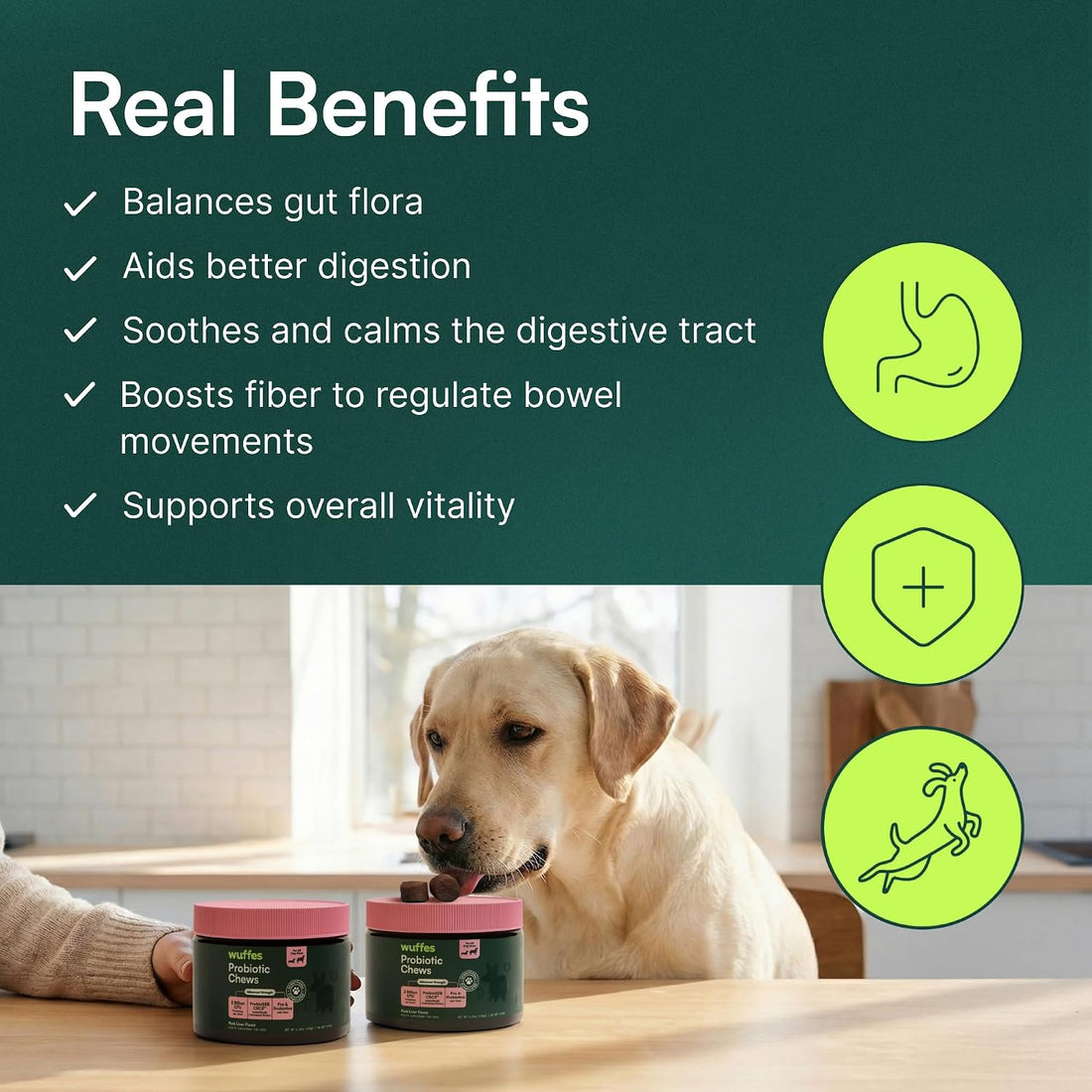 Wuffes Daily Probiotic for Dogs - Supports Digestive Health