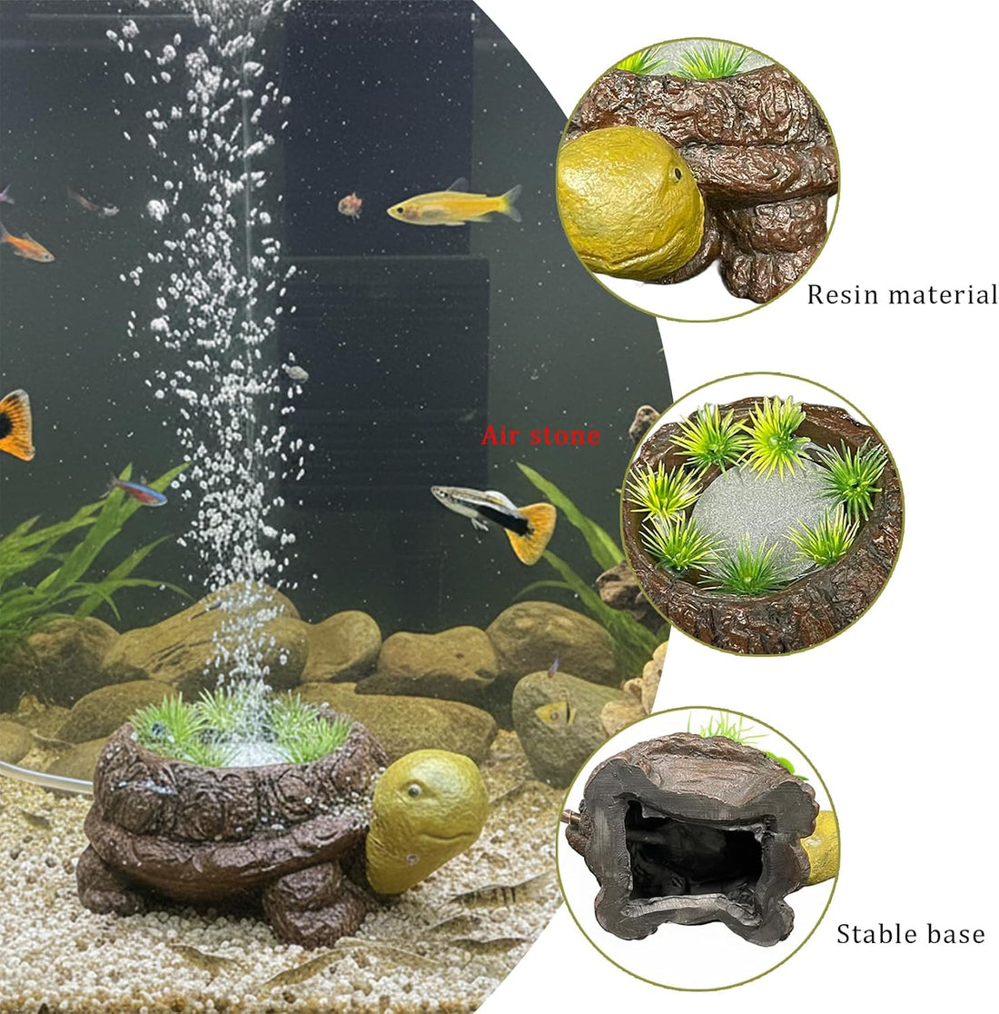 LIYAOLI Turtle Tank Bubbler Decor, Aquarium Air Stone with Tubing