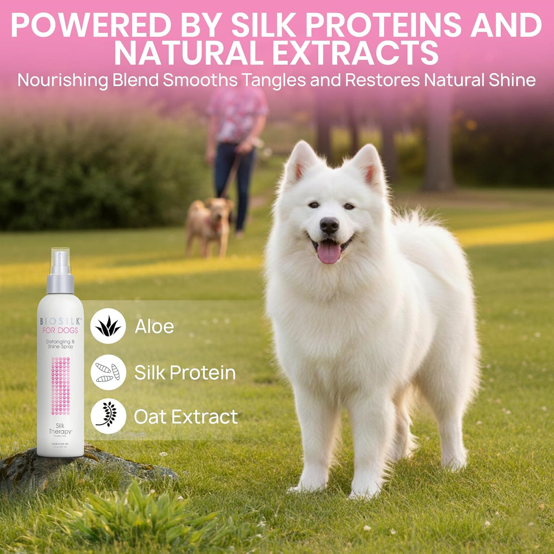 BioSilk for Dogs Silk Therapy Detangling and Shine Spray, 8 Fl Oz