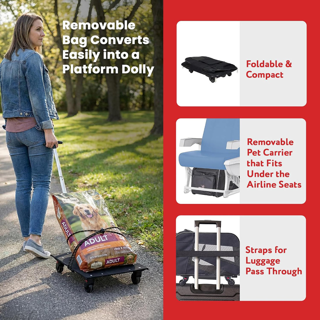 dbest products Rolling Pet Carrier with Wheels Airline Approved