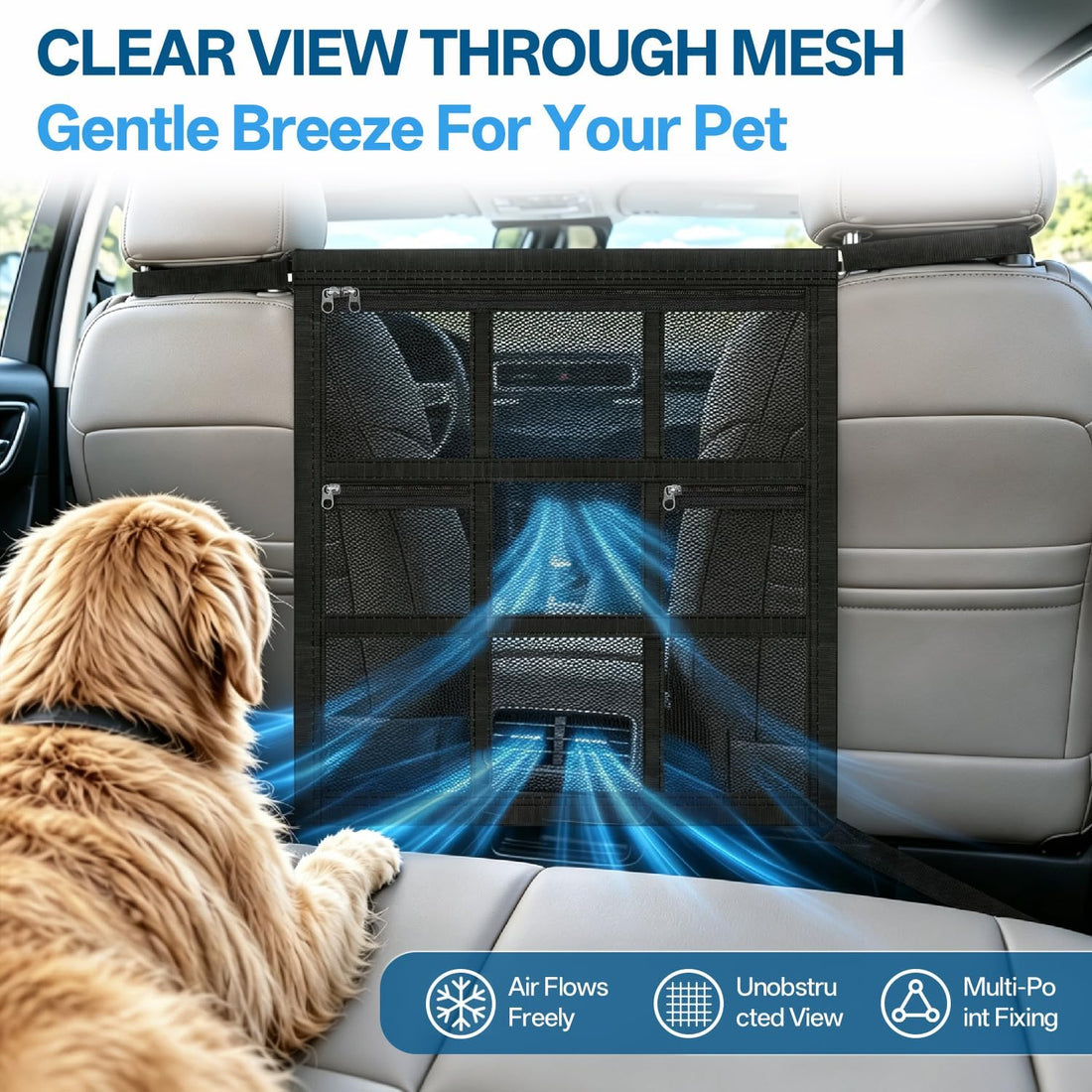 Dog Car Barrier with Double-Layer Reinforced Mesh & Dog Net for Car