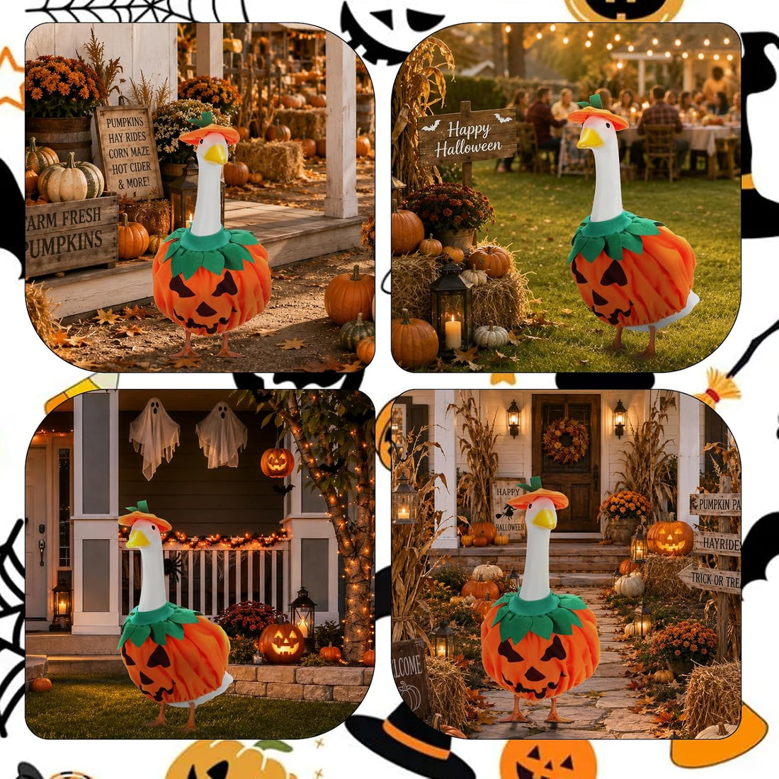 Halloween Porch Goose Outfit Pumpkin for 23 Inch Plastic & Cement