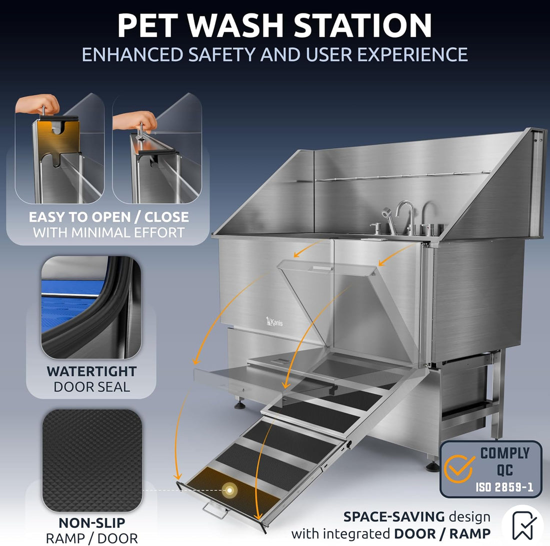 Professional Dog Washing Station 304 Stainless Steel Pets Grooming Tub