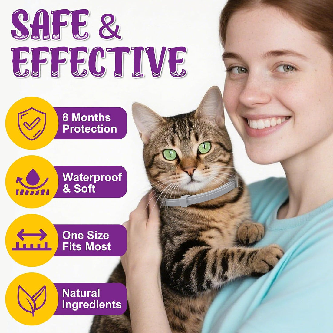 4 Pack Cats Flea & Tick Collars Long-Lasting Waterproof Collar
