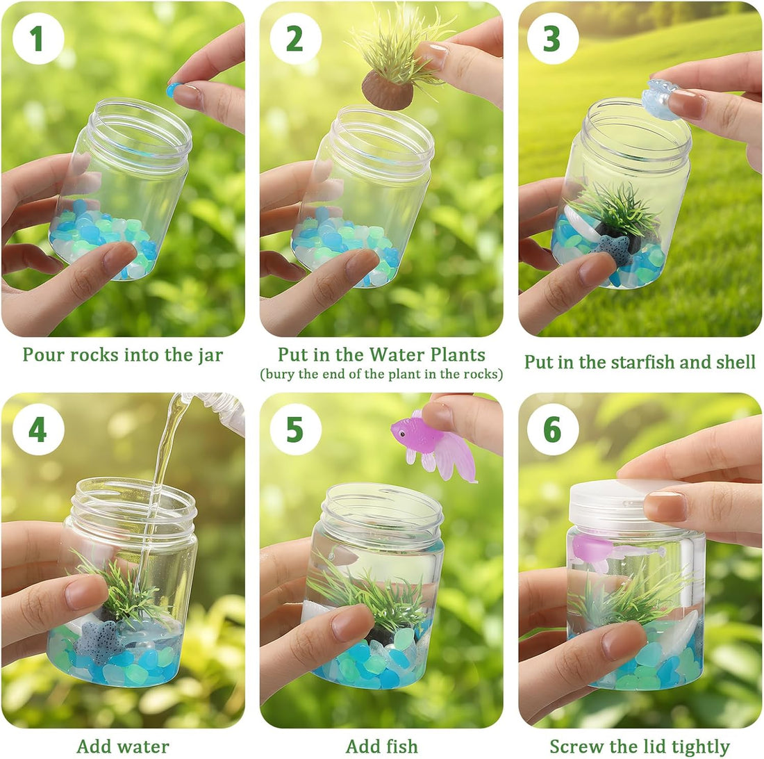 FoldTier 12 Sets Fishbowl Craft Kit with Plastic Fish Bowl Fake