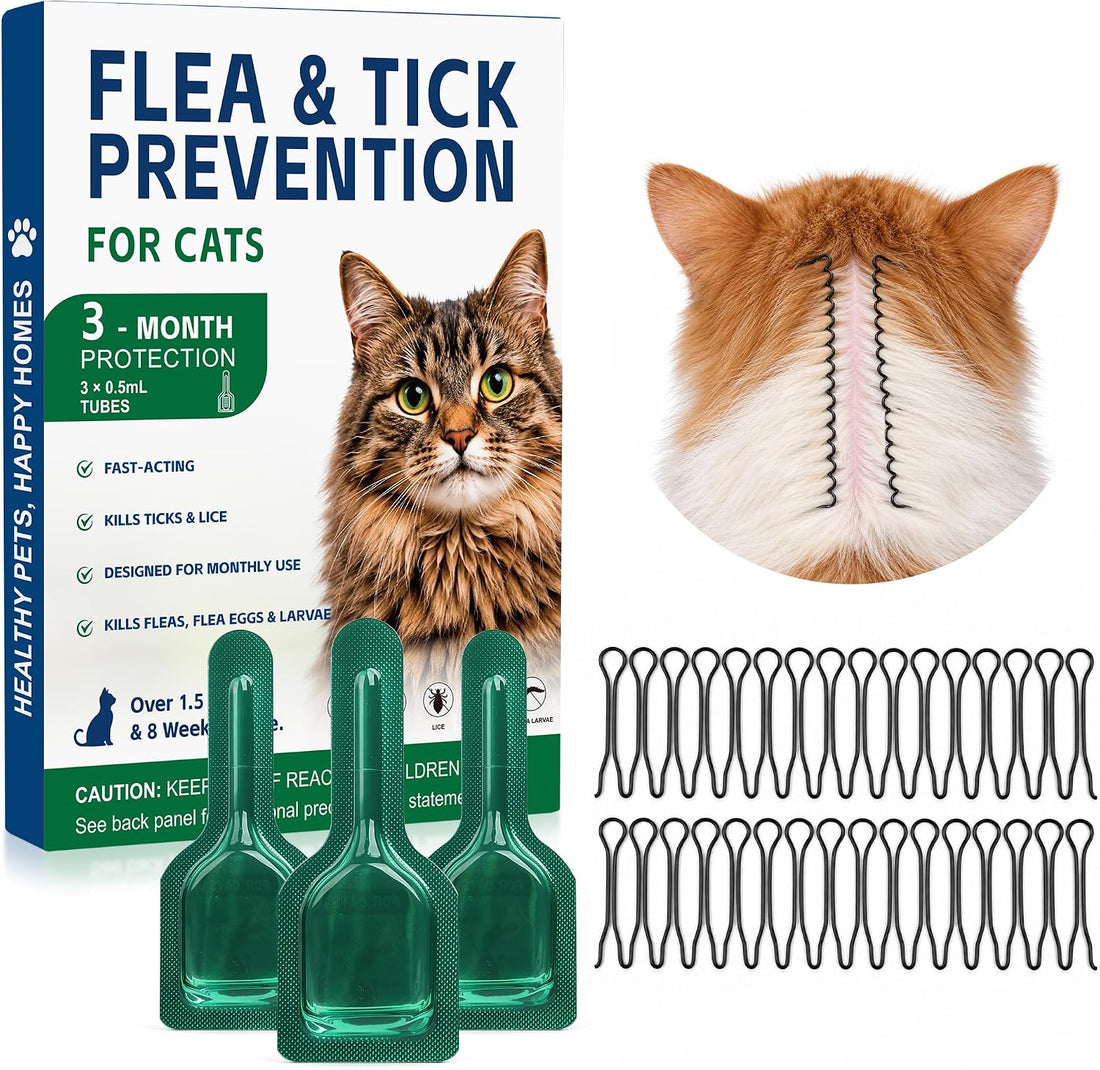 Cat Flea & Tick Topical Drops, Waterproof, 3 Doses, Cats 1.5 lbs+
