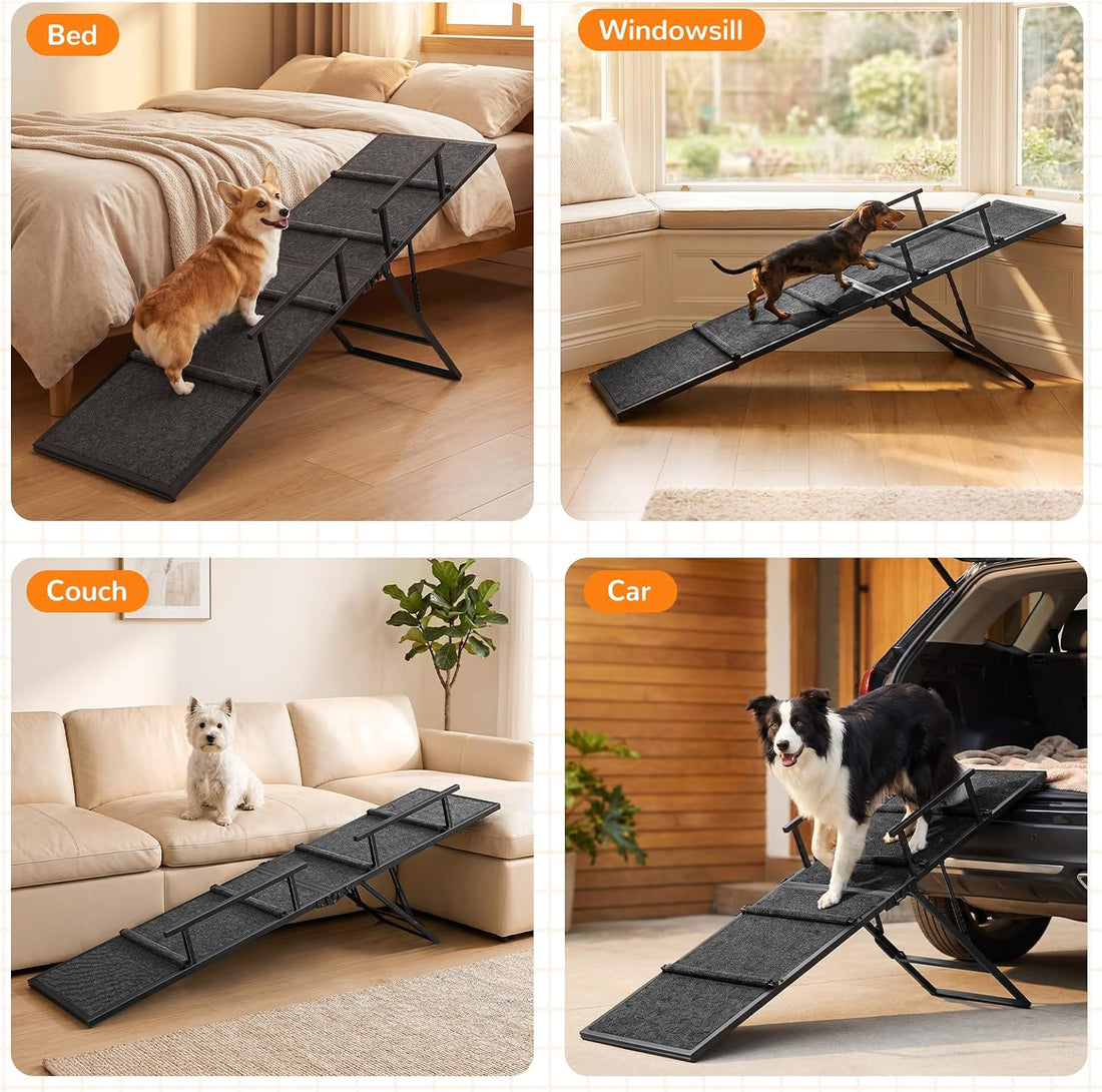 Dog Ramp for Bed Couch, 63" Long Foldable Pet Ramp for Small to Large