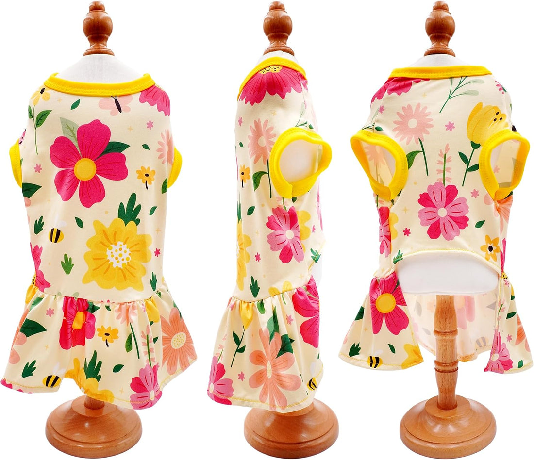 4PCS Floral Dog Dresses Sleeveless XXL Skirts Flower Sundress